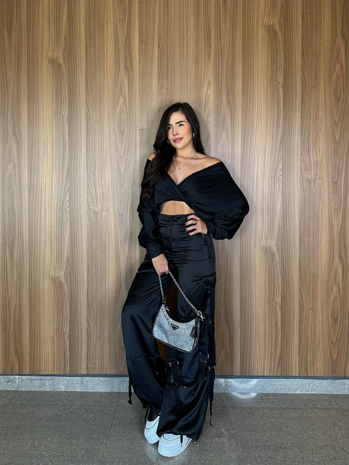 Blusa cruzada Aurora  Negro