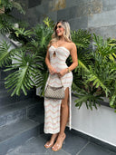 VESTIDO  EMILY  MARFIL x ROSADO X CAFE