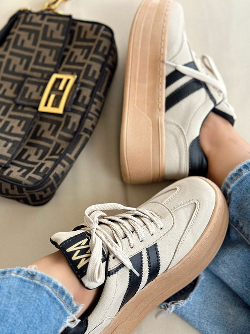 TENNIS ZOE BEIGE x NEGRO
