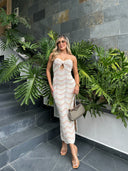 VESTIDO  EMILY  MARFIL x ROSADO X CAFE