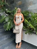 VESTIDO  EMILY  MARFIL x ROSADO X CAFE